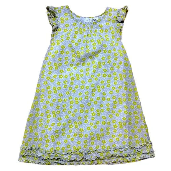 Mini Boden | Dresses | Girls Mini Boden Yellow Gray Flower Ruffled Dress |  Poshmark